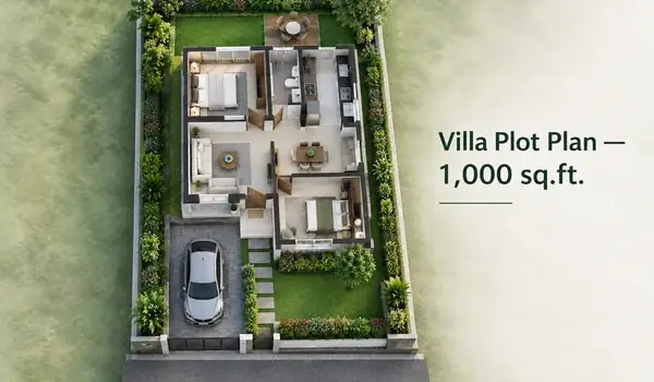 Villa Plot plan of 1,000 sq.ft. at Godrej Wonderla, Thiruporur, Chennai